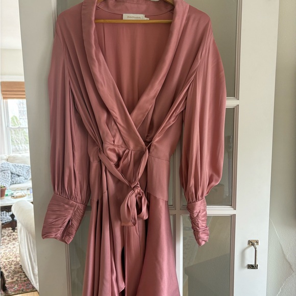 zimmermann silk wrap dress pink ZIMMERMANN Silk charmeuse wrap Dress PINK